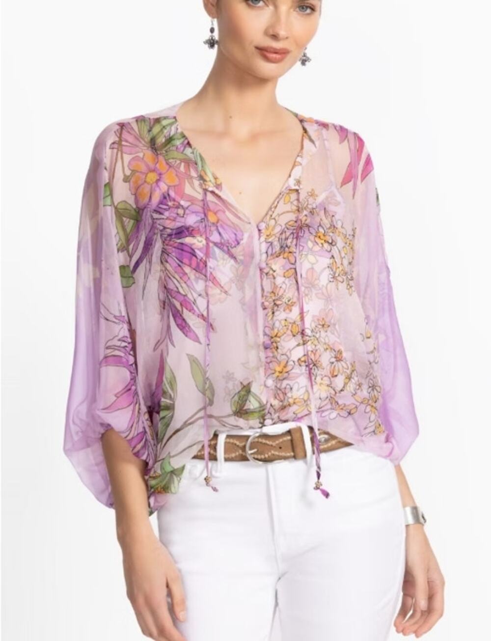 JOHNNY WAS Harlyn Button Front Blouse Dallia Size Small NWT
